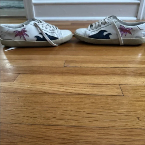 Saint Laurent White Sneakers with Pink and Blue Stars - Picture 4 of 6